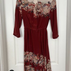 All Saints Vera Clement Silk Dress, Rust
